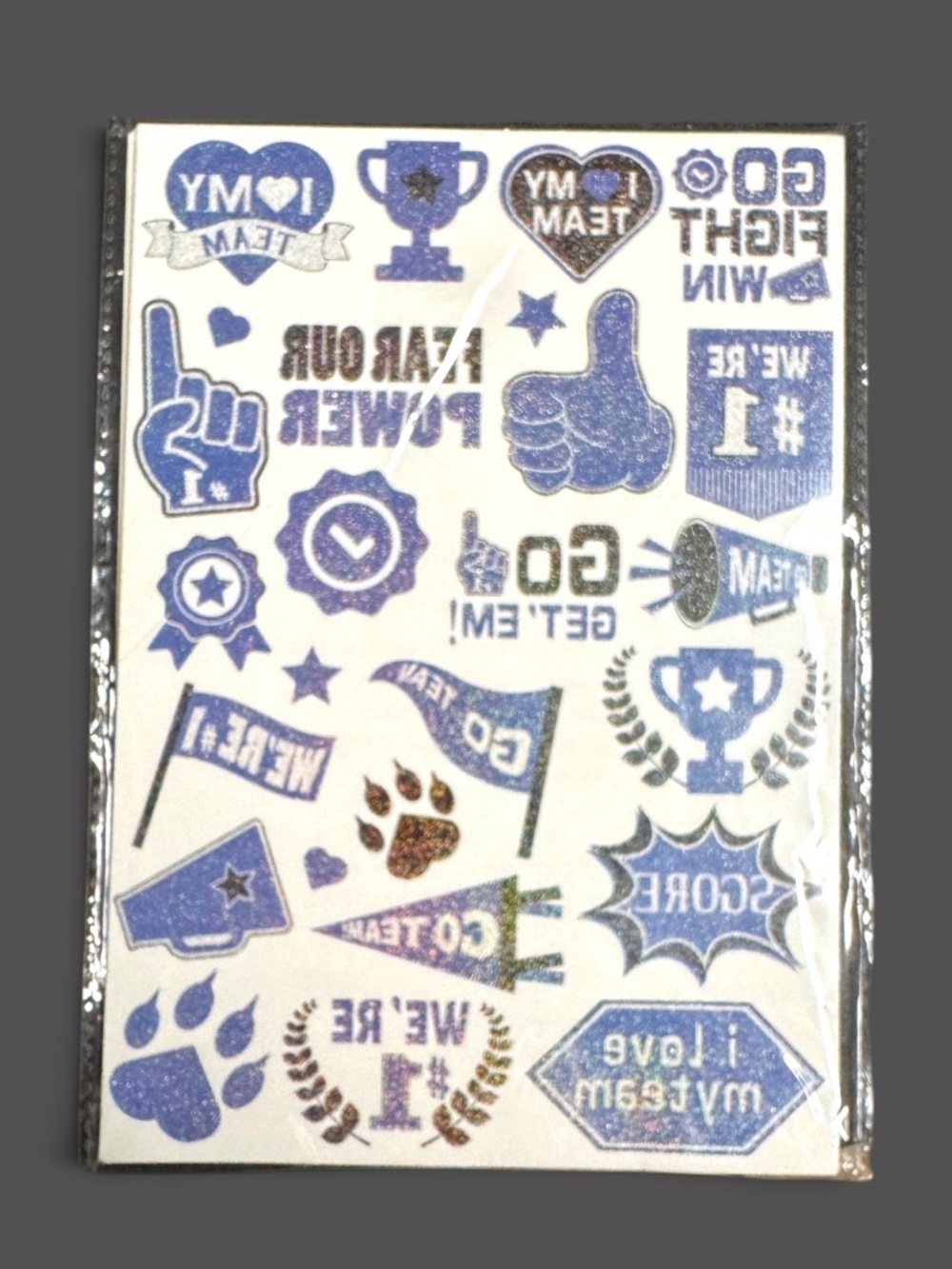 120 Team Spirit Glitter Temporary Tattoos